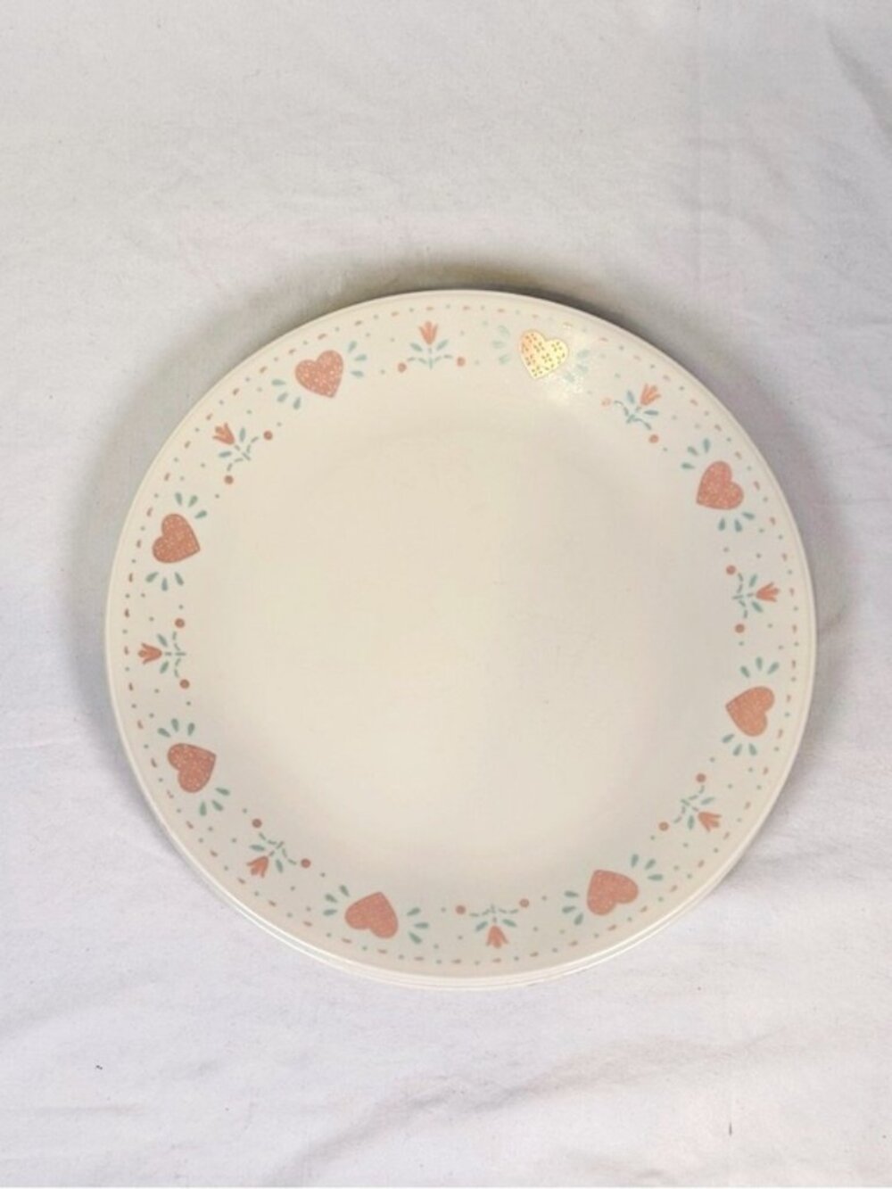 Vintage Corelle Set of 4 Forever Yours Hearts 10.25” Corning Dinner Plates USA